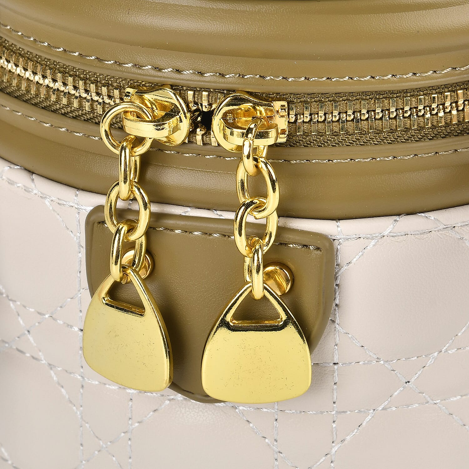 Designer Inspired Crossbody Scarf Bucket Bag with Detachable Shoulder Strap - White