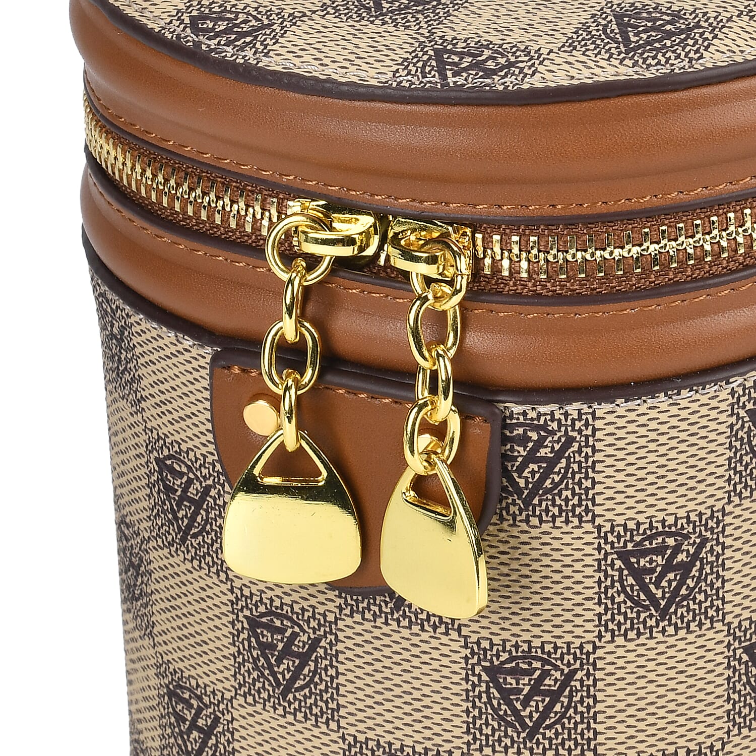 Designer Inspired Crossbody Scarf Bucket Bag with Detachable Shoulder Strap - Beige