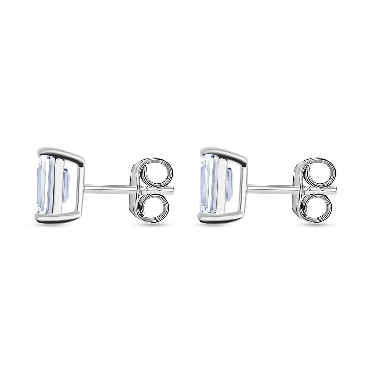 Luxuriant - 14K White Gold SGL Certified Lab Grown Emerald Cut Diamond (VS-EF) Stud Push Post Earrings 2.00 Ct.