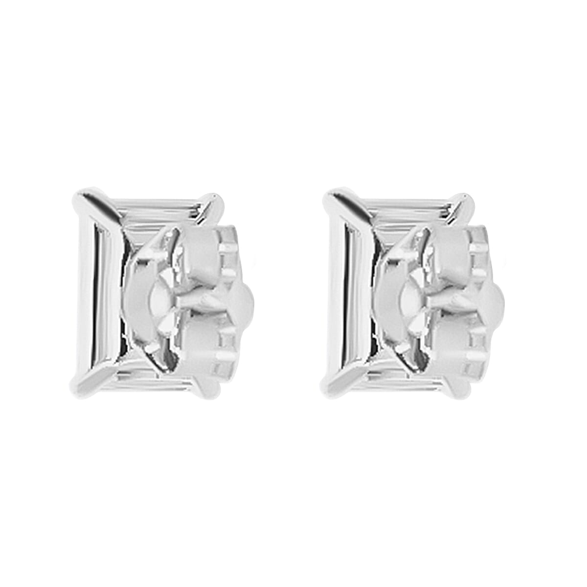 Luxuriant - 14K White Gold SGL Certified Lab Grown Emerald Cut Diamond (VS-EF) Stud Push Post Earrings 2.00 Ct.