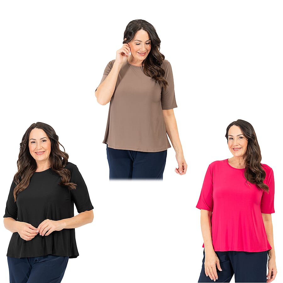 Set of 3 Half-Sleeve Ladies Top - Black