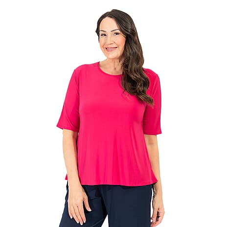 Set of 3 Nicole 3-4 Sleeve Top (Size M) - Black, Camel - Magenta