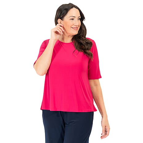 Set of 3 Nicole 3-4 Sleeve Top (Size M) - Black, Camel - Magenta