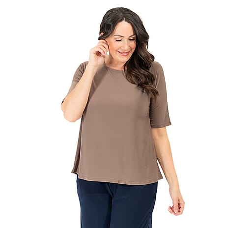 Set of 3 Nicole 3-4 Sleeve Top (Size M) - Black, Camel - Magenta