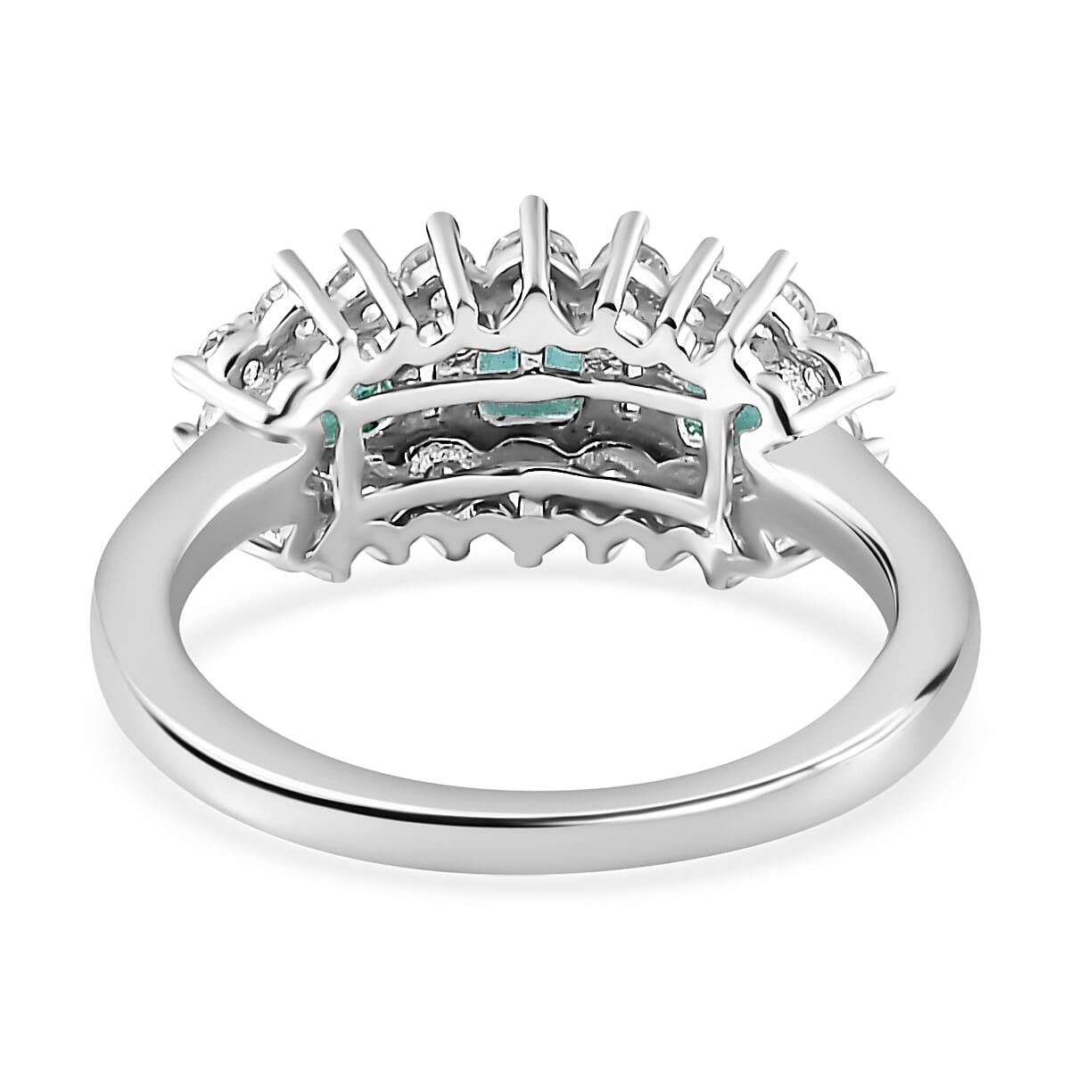 Gemfields Emerald and Natural Zircon Ring in Platinum Overlay Sterling Silver 2.00 Ct. Gemfields Emerald and Natural Zircon Ring in Platinum Overlay Sterling Silver 2.00 Ct.