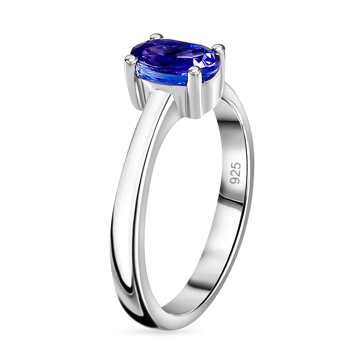 AAA Tanzanite Solitaire Ring in Platinum Overlay Sterling Silver