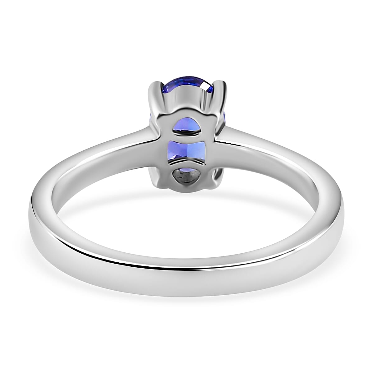 AAA Tanzanite Solitaire Ring in Platinum Overlay Sterling Silver