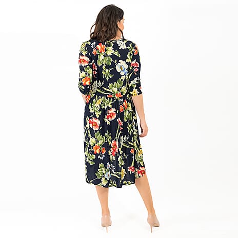 NICOLE Print Pocket Dress (Size L) - Navy Floral