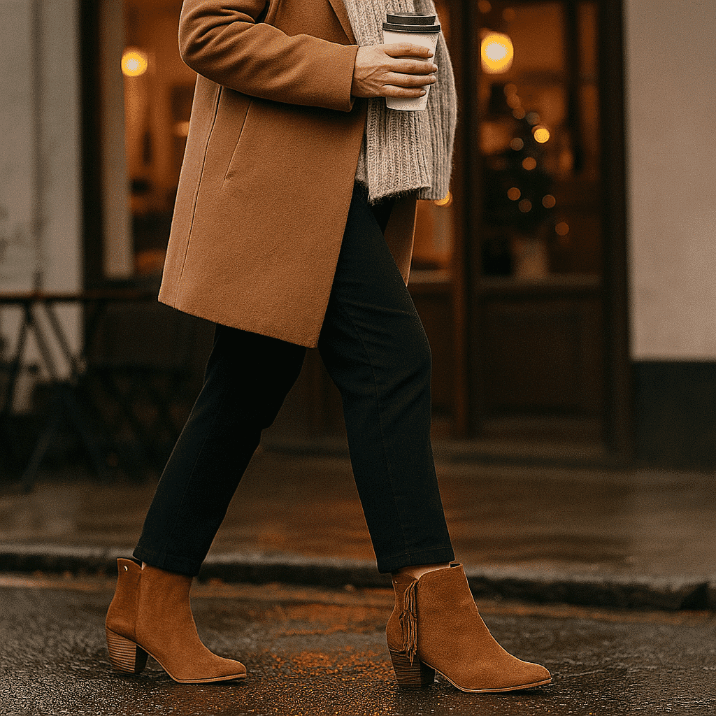 Ravel Premium Leather Womens Teelin Heeled Ankle Boots - BlackStripe