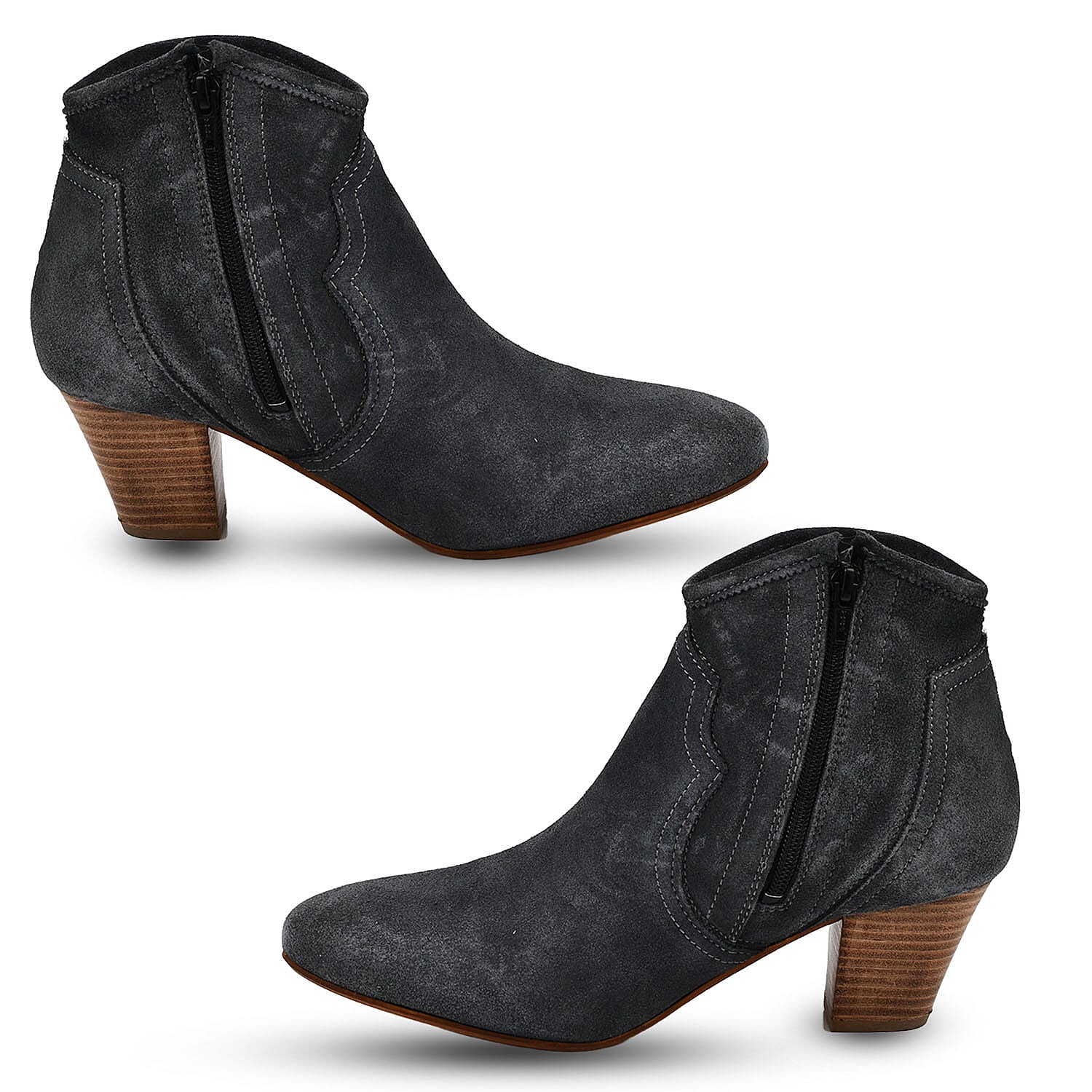 Ravel Premium Leather Womens Teelin Heeled Ankle Boots - BlackStripe