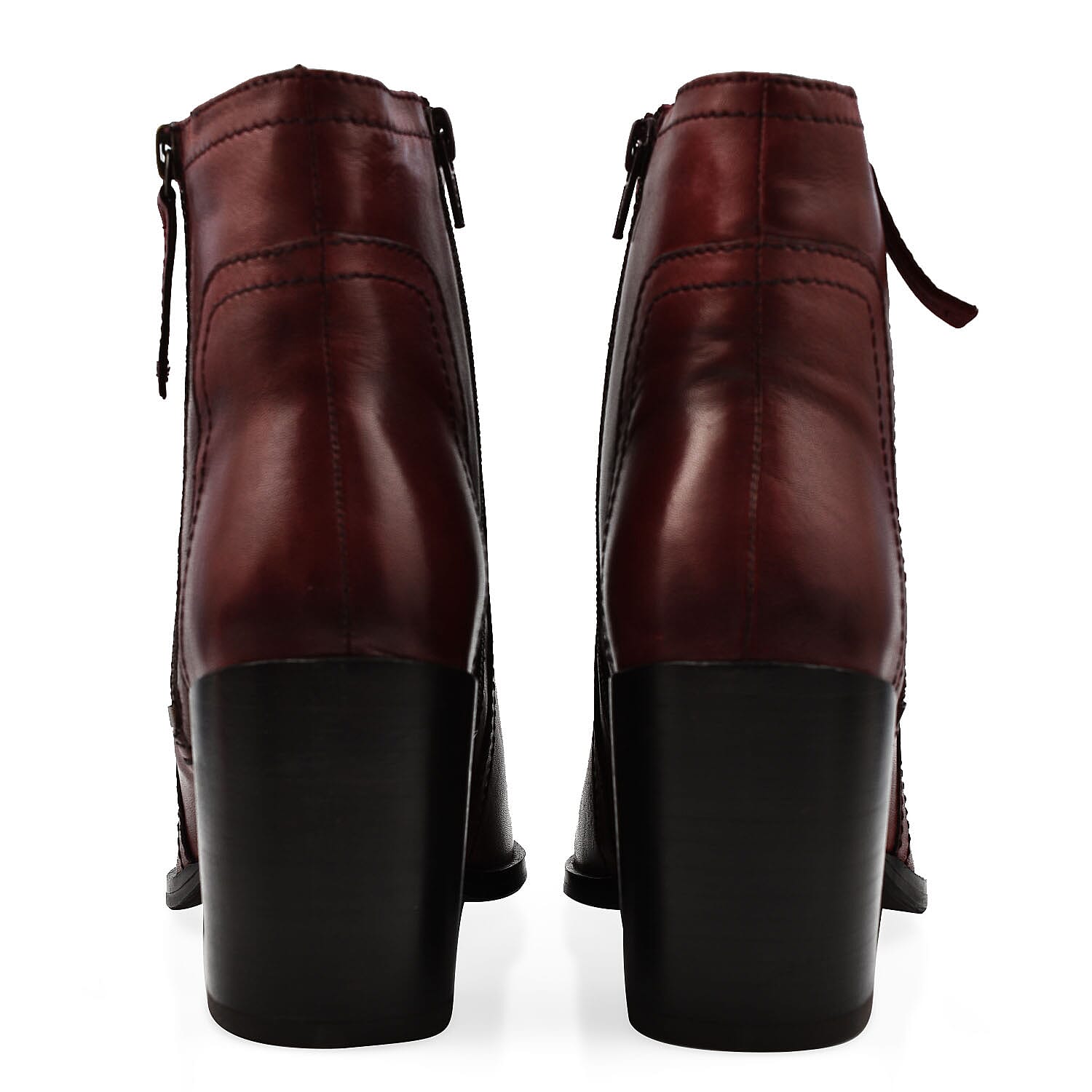 Ravel Premium Leather Womens Fossa Heeled Ankle Boots (Size 4) - Dark Red