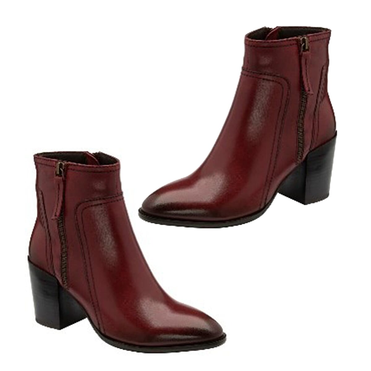 Ravel Premium Leather Womens Fossa Heeled Ankle Boots (Size 4) - Dark Red