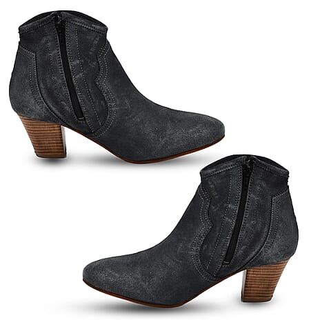 Ravel Premium Leather Womens Teelin Heeled Ankle Boots (Size 4) - Grey