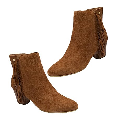 Ravel Premium Leather Womens Laxey Heeled Ankle Boots (Size 8) - Tan