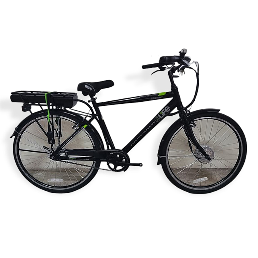 E-life Pathfinder Hybrid Gents Electric Bike with 3 Power Modes & Heavy Duty Backrack (30 Miles of Assisted Travel) - Black