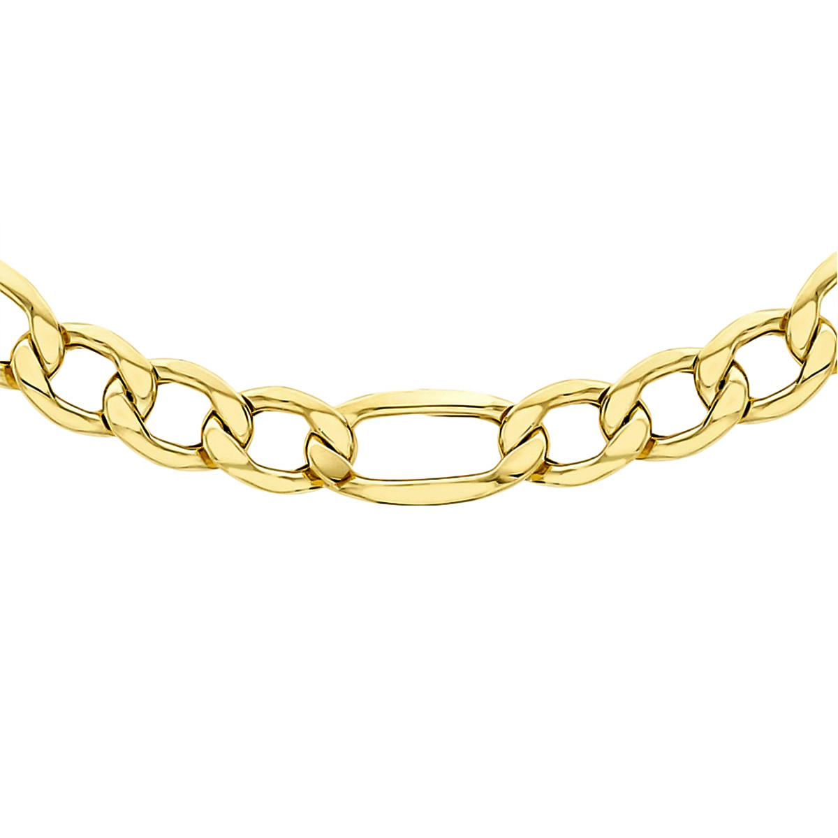 9K Yellow Gold Diamond Cut Figaro Chain (Size - 20), Gold Wt. 5.2 Gms