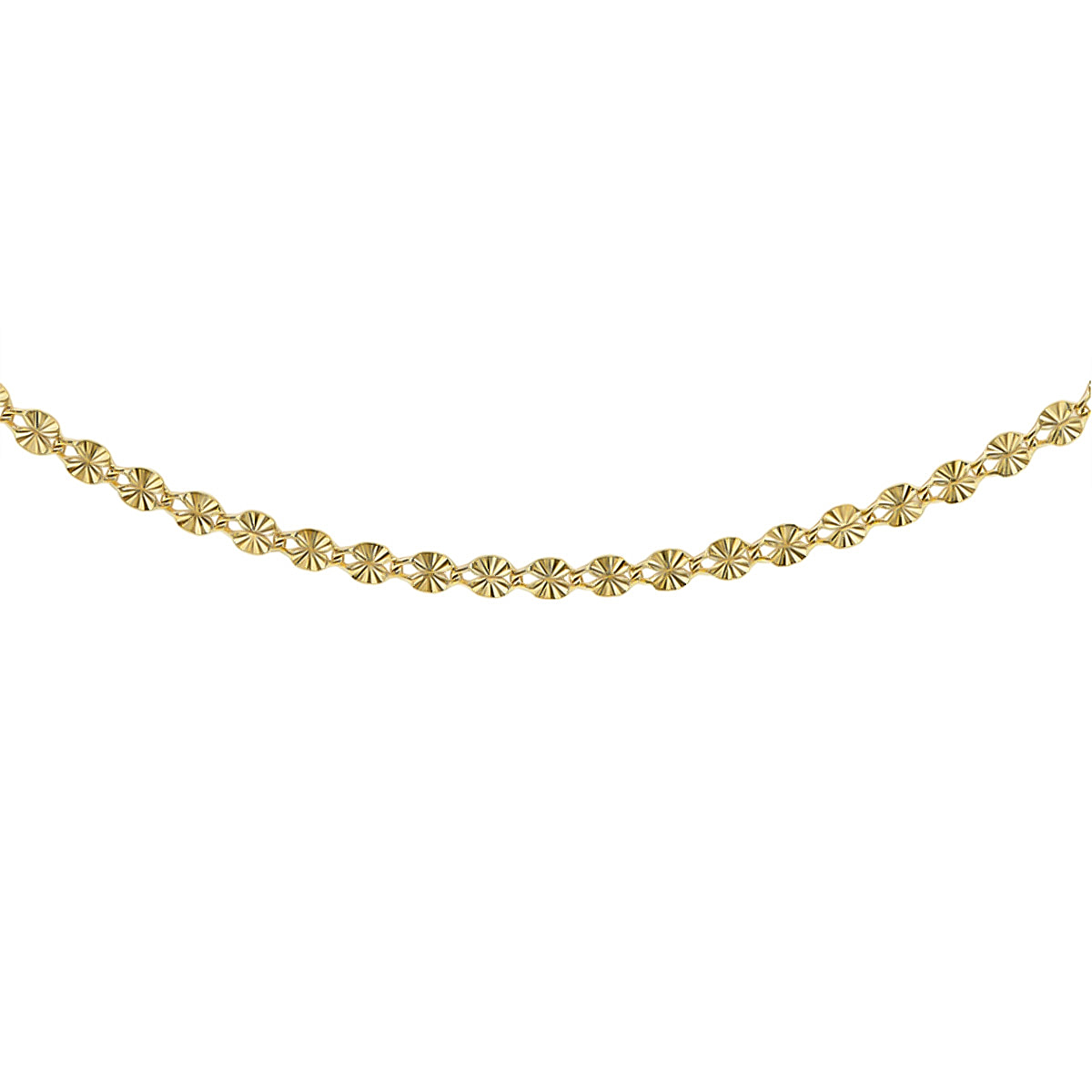 First Dubai Closeout - Designer Inspired 9K Yellow Gold Diamond Cut STARBURST Necklace (Size - 18)