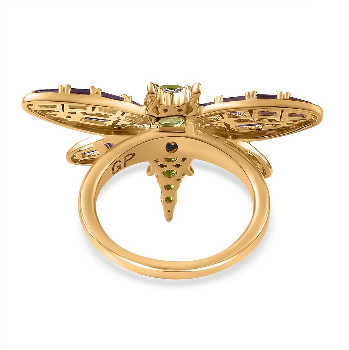 GP Italian Garden Collection - Hebei Peridot & Multi Gemstone Ring in 18K Vermeil YG Plated Sterling Silver 2.64 Ct