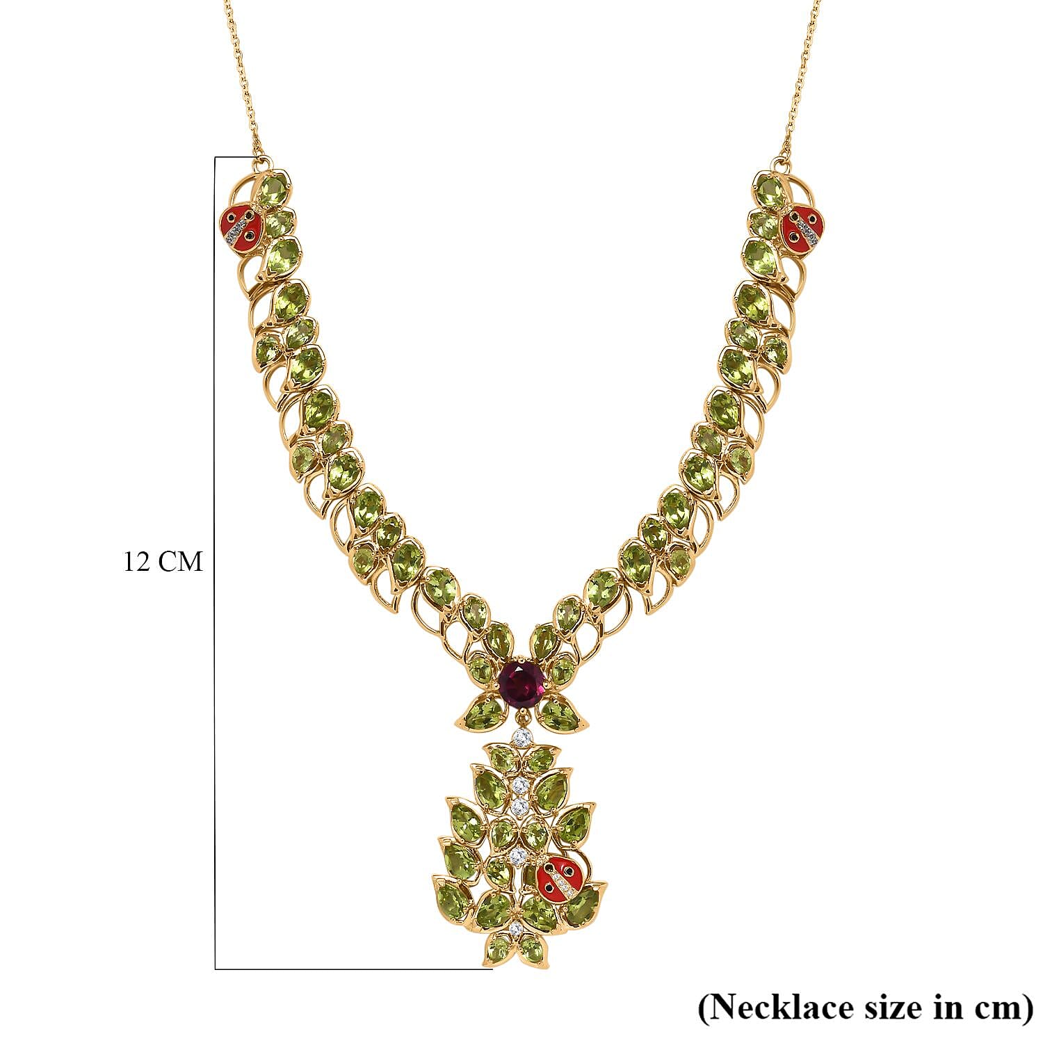 GP Italian Garden Collection - Natural Hebei Peridot, Rhodolite Garnet & Natural Zircon Necklace (Size - 20) in 18K Vermeil YG and Platinum Plated Sterling Silver 20.41, Siilver Wt. 24 Gms