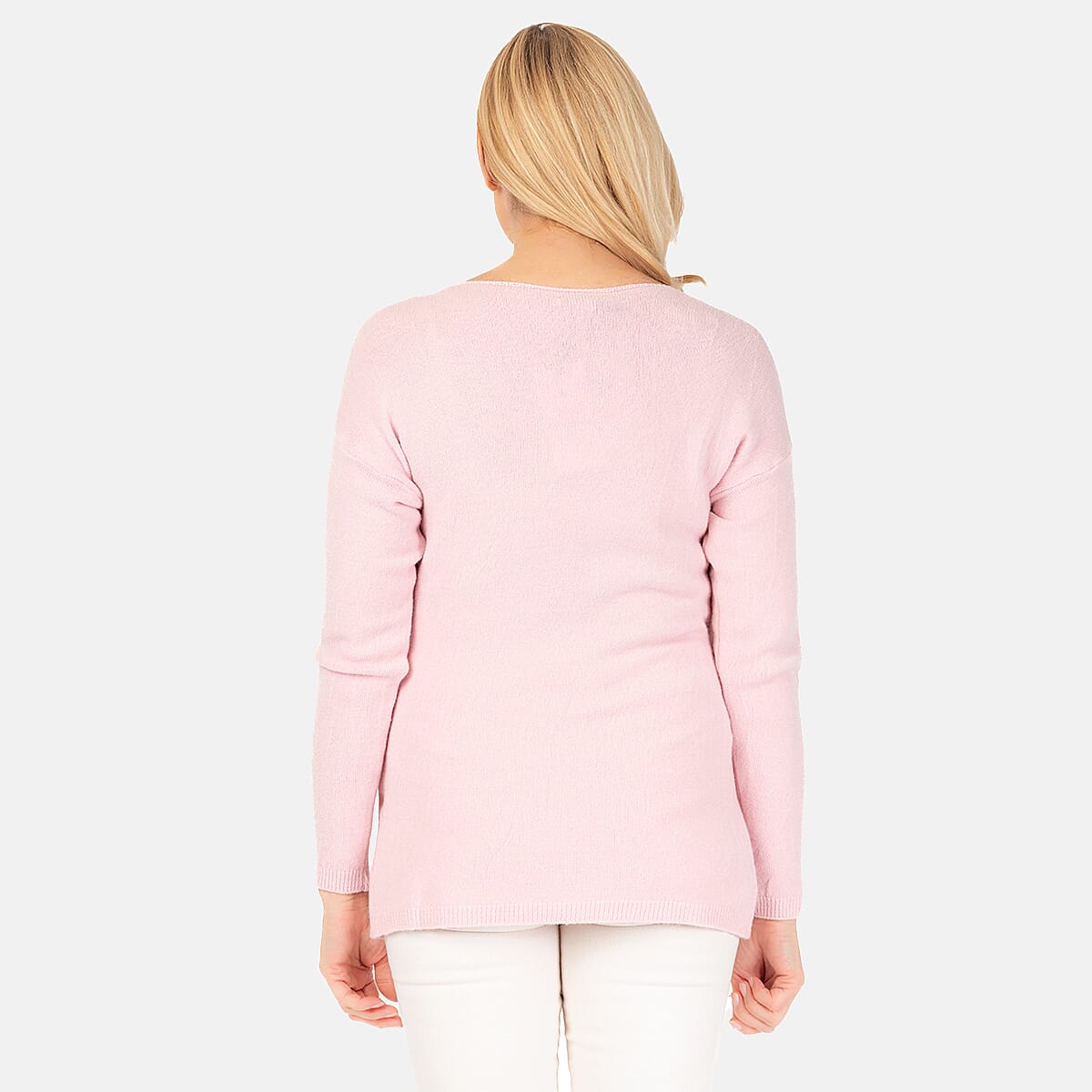 Ribbed Star Knitted Jumper (One Size) - Beige