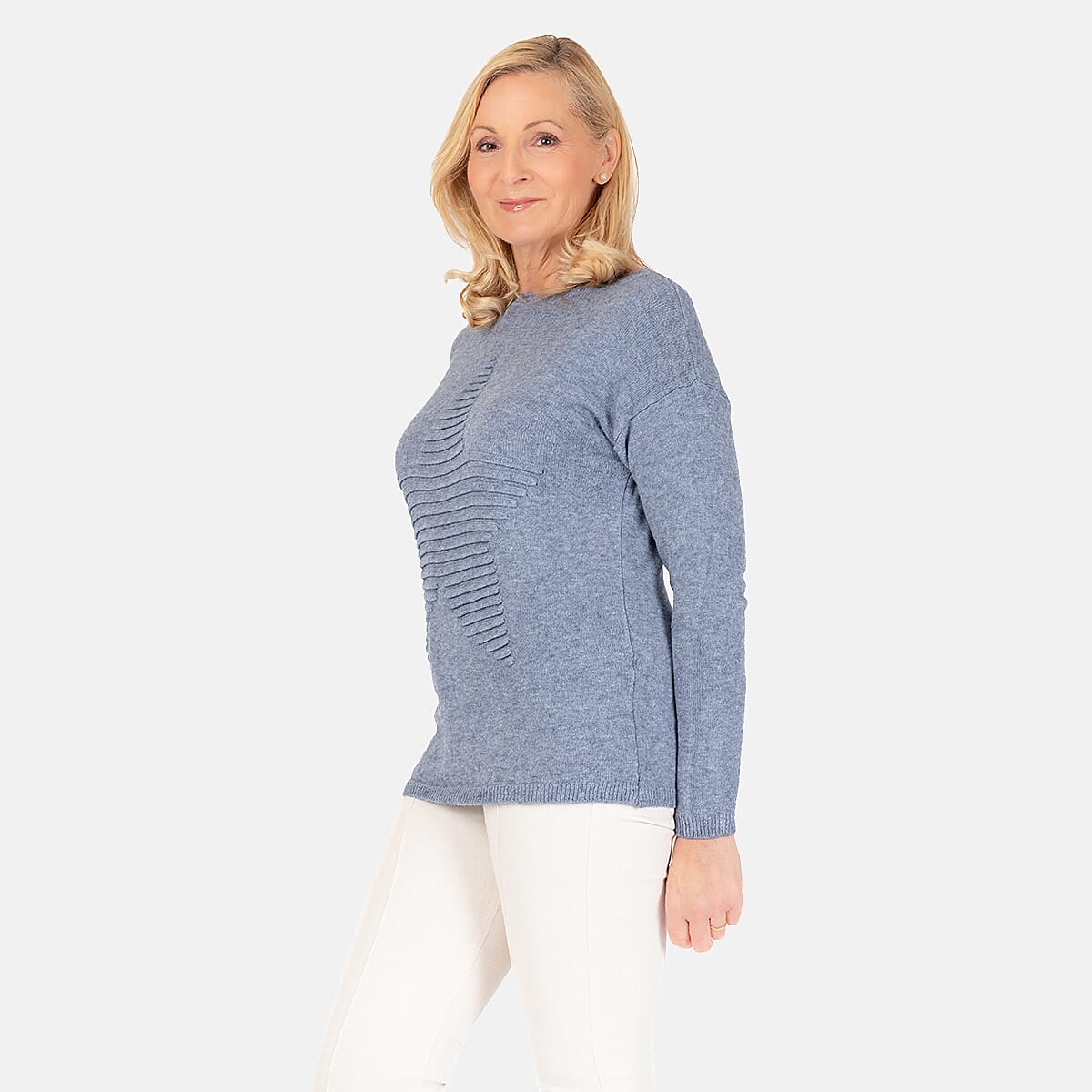 Ribbed Star Knitted Jumper (One Size) - Denim