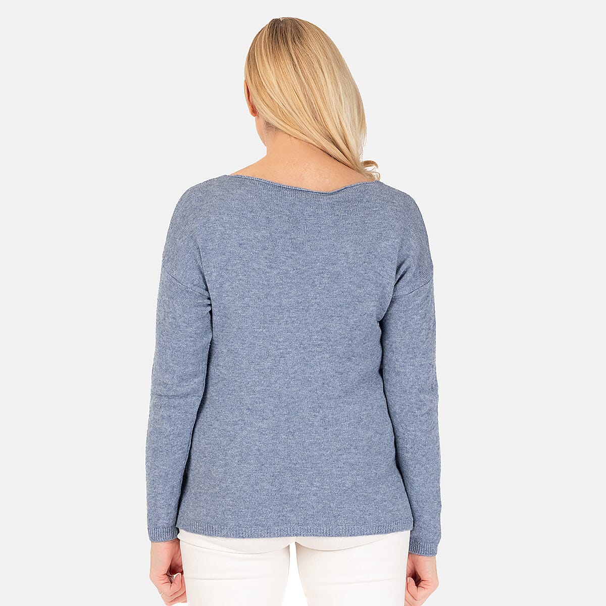 Ribbed Star Knitted Jumper (One Size) - Denim