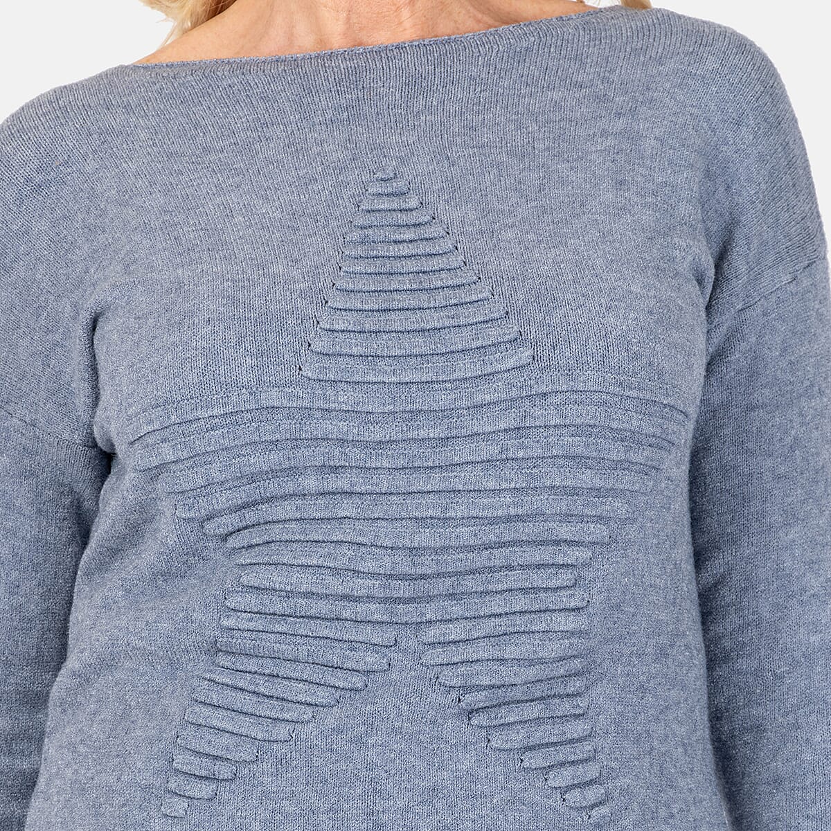 Ribbed Star Knitted Jumper (One Size) - Denim