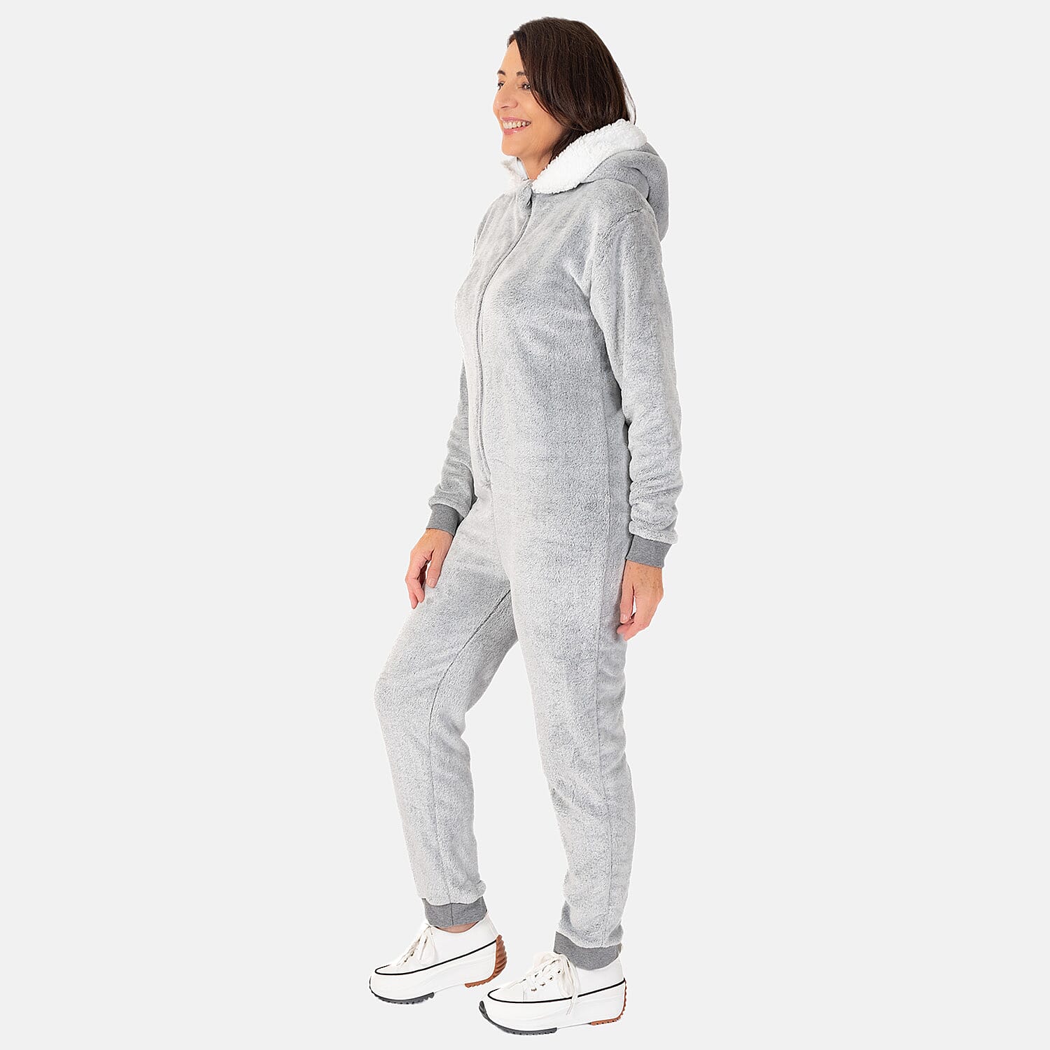 Ladies Cosy Fleece Relaxed Fit Hooded Jumpsuit Ladies Cosy Fleece Relaxed Fit Hooded Jumpsuit