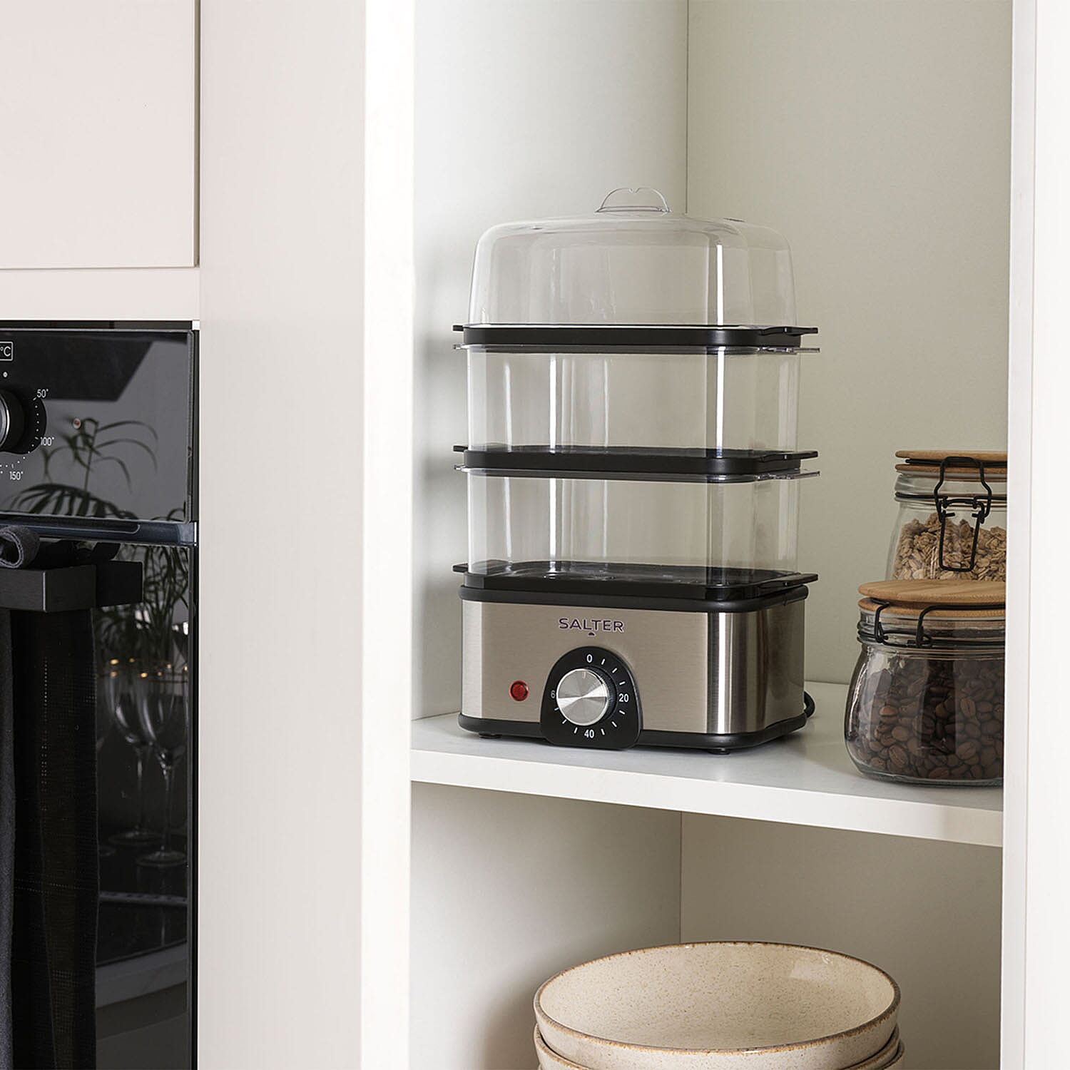 SALTER Compact 3-Tier Food Steamer (3 Steam Basketx3L)