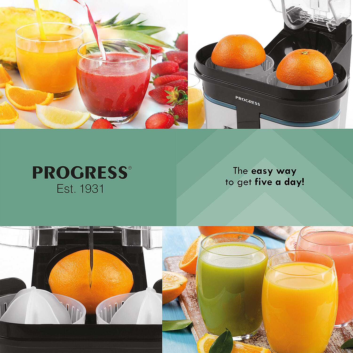 PROGRESS Slice & Juice Electric Juicer with Built in Slicer - Black - Twin Citrus Juicer with Built-in Slicer, Dual Juicing Function, 500ml Container, Removable Cone Attachments & Strainer