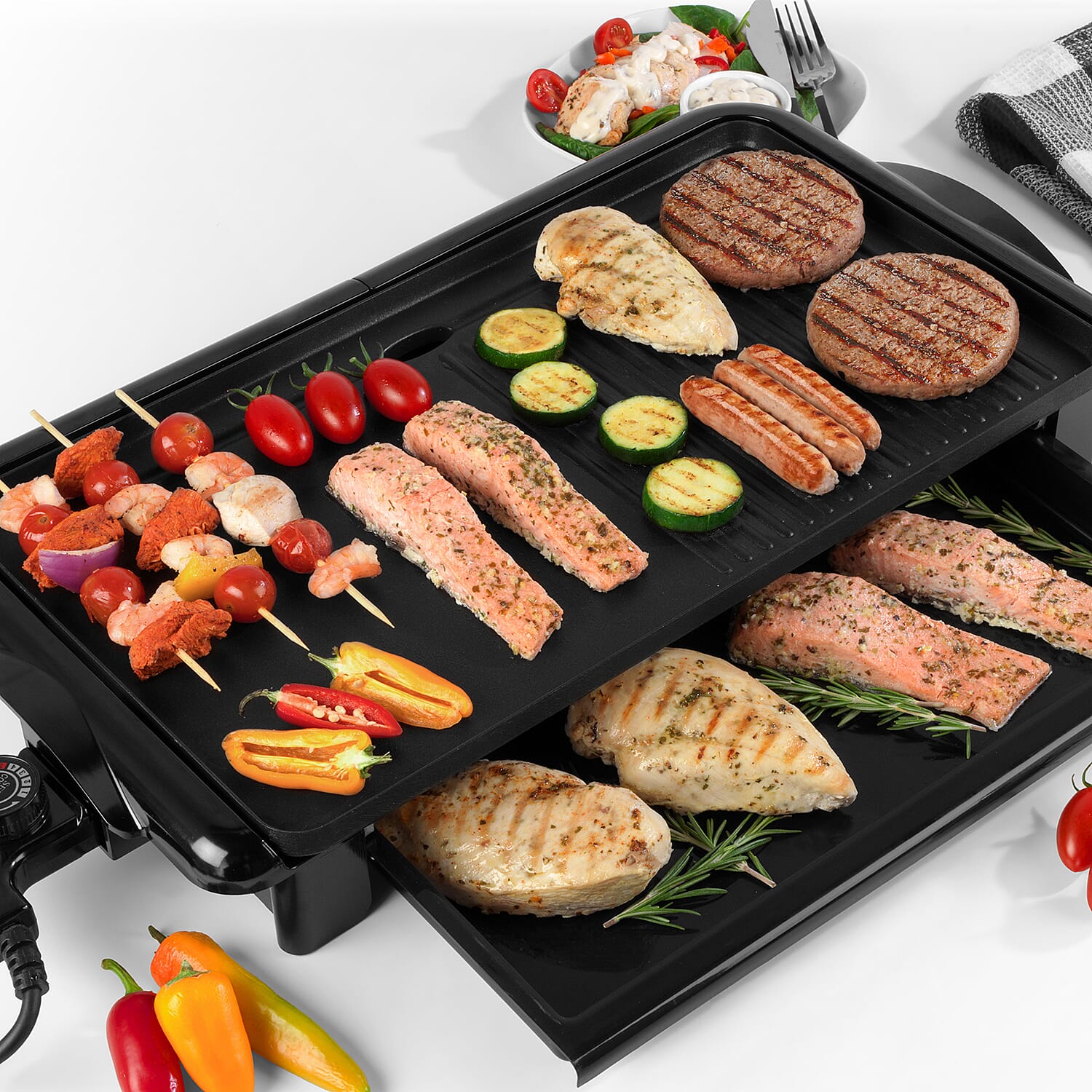 Grill Pan and Griddle (Size 33x10x60 cm) - Black