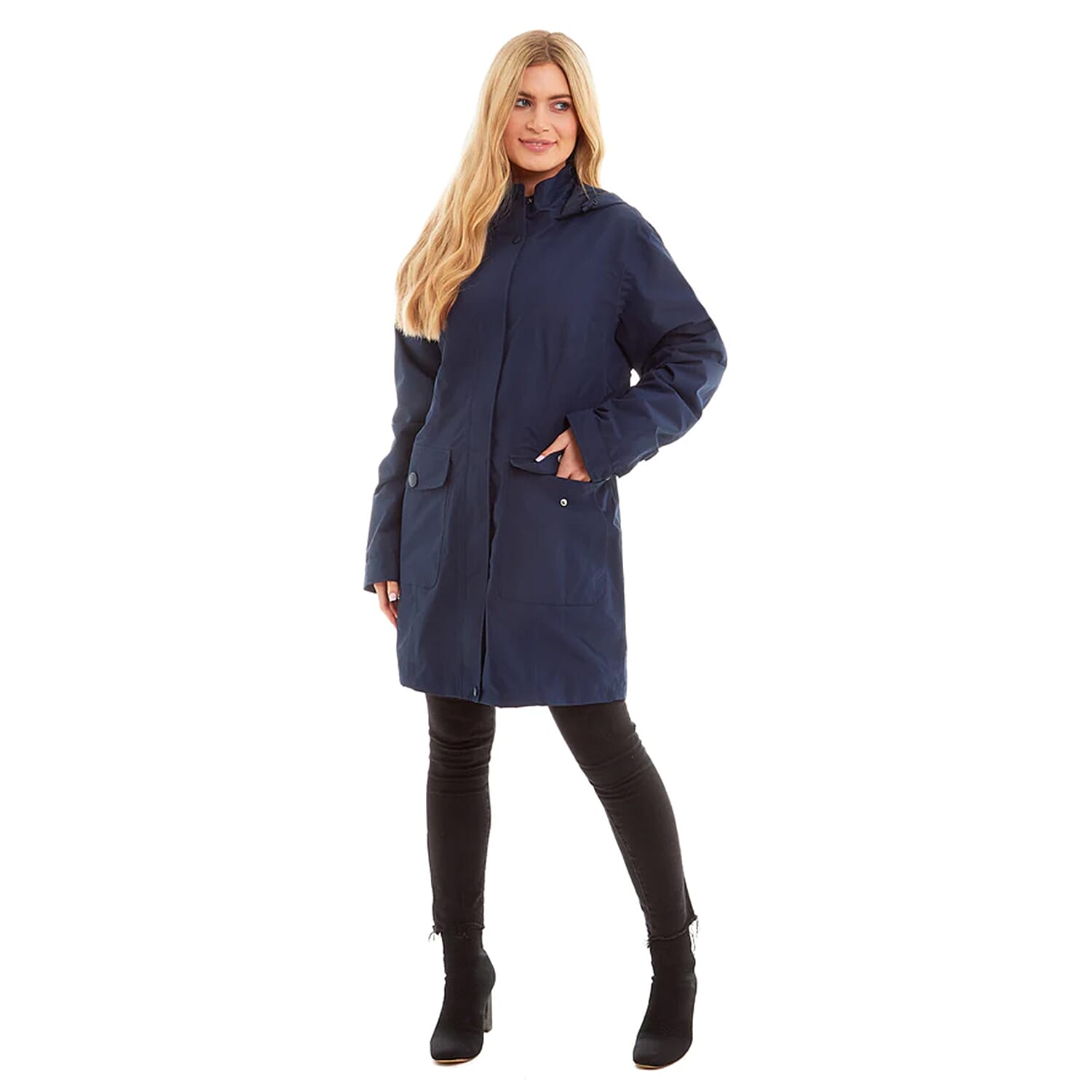 Arctic Storm - MELANIE Long Waterproof Jacket (Size 12) - Navy