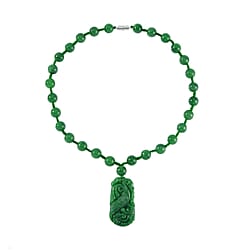 Purple Jade Beads Necklace (Size - 20) in Rhodium Overlay Sterling Silver 560.70 Ct.