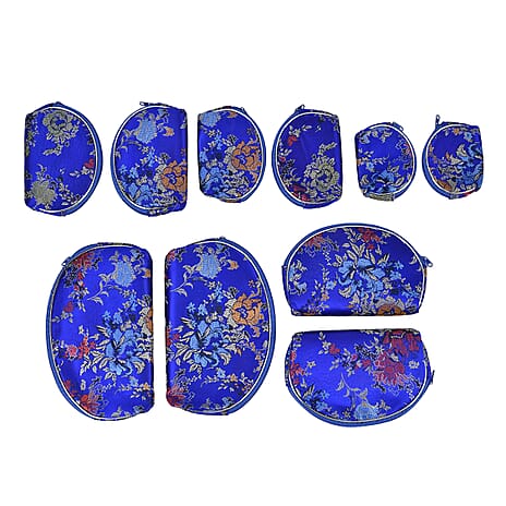 Embroidery Jewellery Box (Size 8x5x1 in) - Royal Blue - Purple