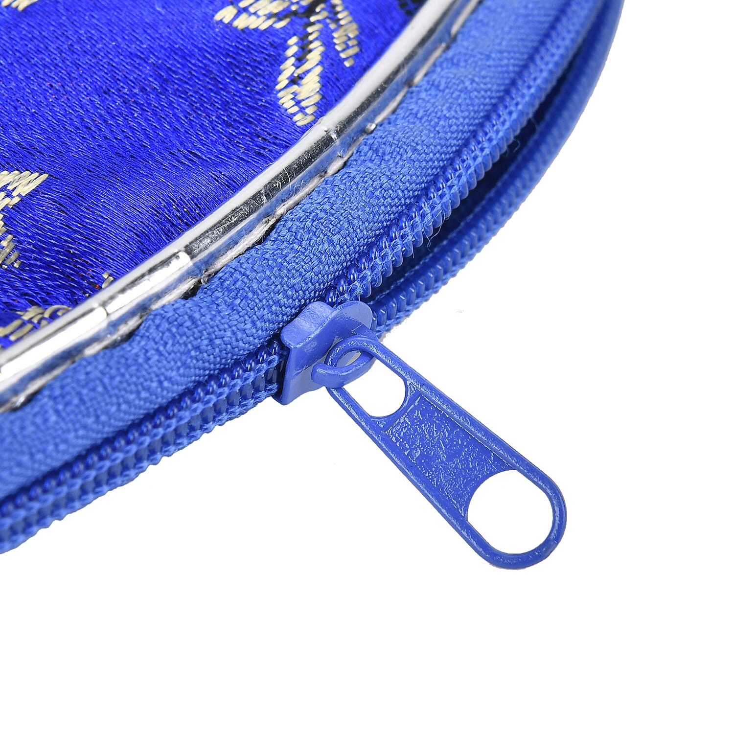 Set of 10 Multi-Colour Floral Embroidered Pouches with Zipper - Royal Blue
