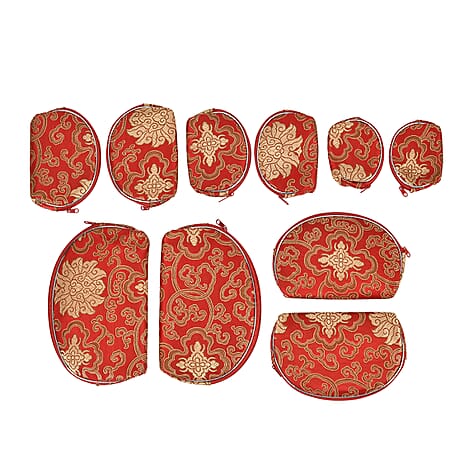 Embroidery Jewellery Box (Size 8x5x1 in) - Red - Purple