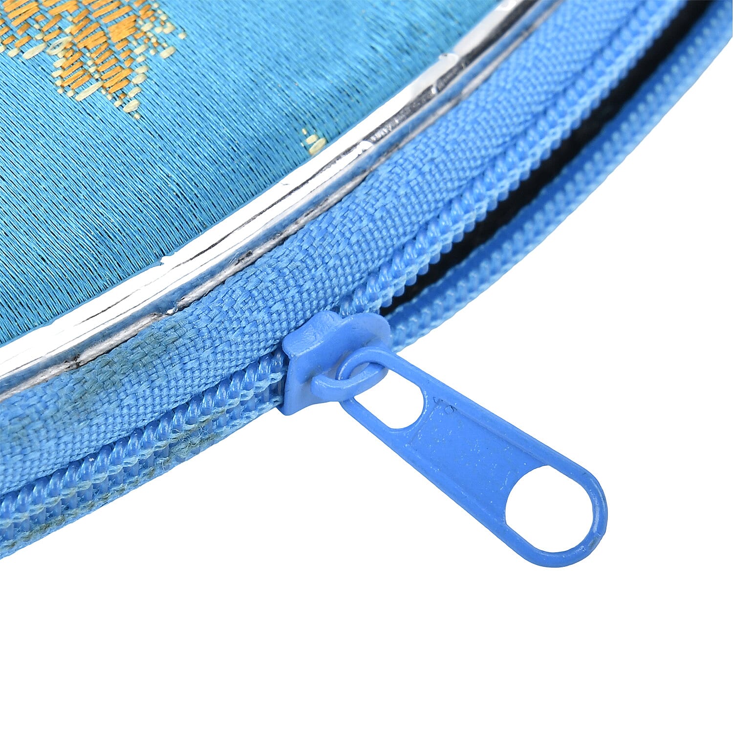 Set of 10 Multi-Colour Floral Embroidered Pouches with Zipper - Teal