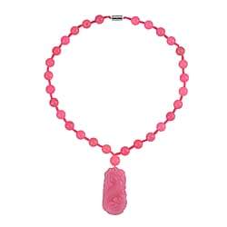 Purple Jade Beads Necklace (Size - 20) in Rhodium Overlay Sterling Silver 560.70 Ct.