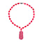 Pink Jade Beads Necklace (Size - 20) in Rhodium Overlay Sterling Silver 560.70 Ct.