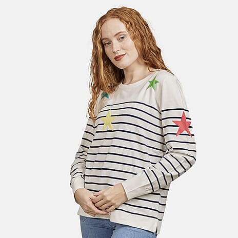 Viscose Jumper (Size 1x1 cm) - White & Navy