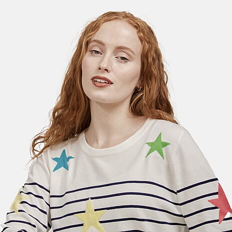 Viscose Jumper (Size 1x1 cm) - White & Navy