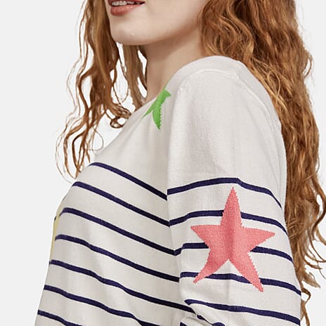 Viscose Jumper (Size 1x1 cm) - White & Navy