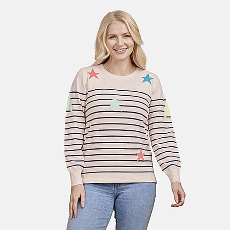 Stars & Stripes Viscose Jumper - Peach