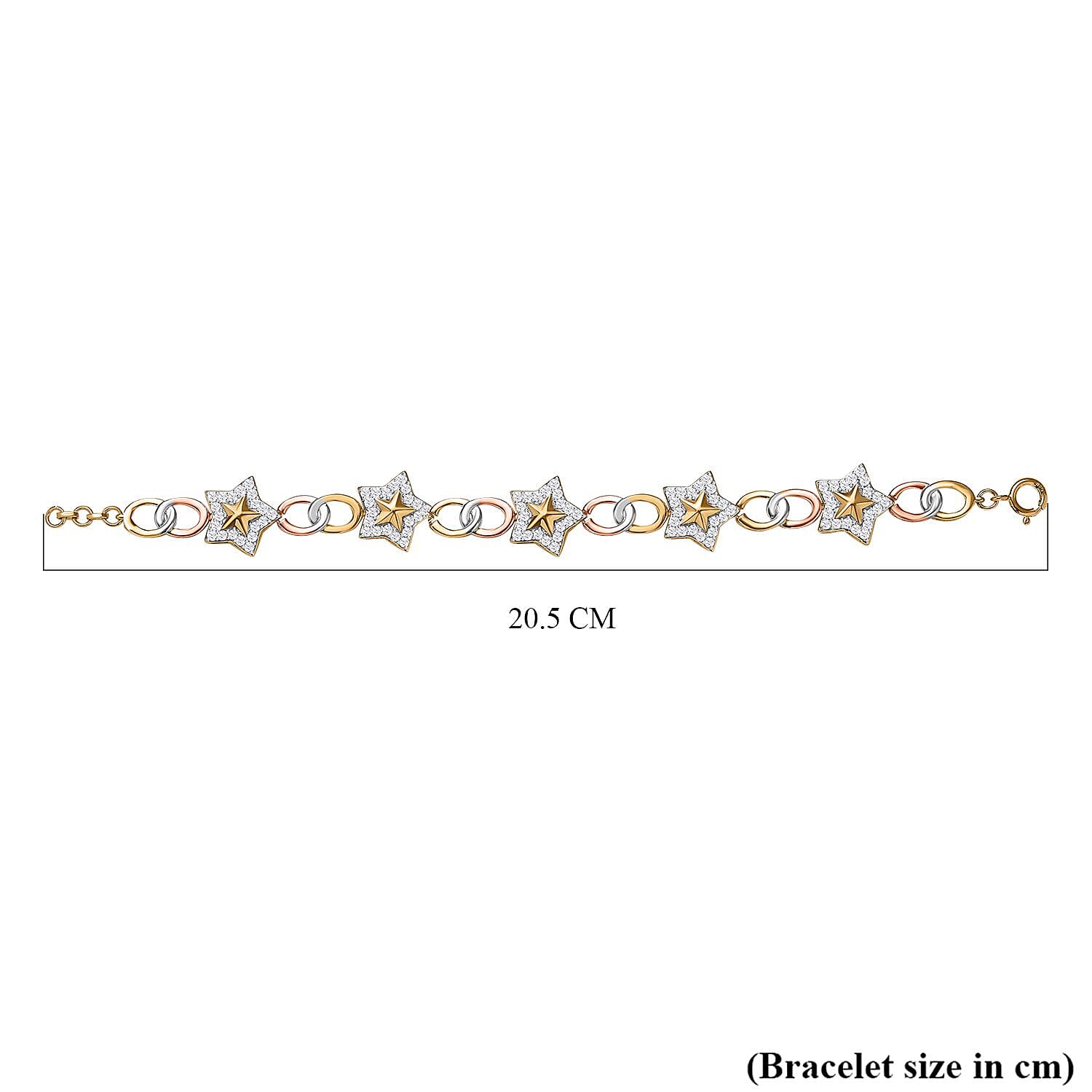 GP Celestial Dream Collection - Moissanite Bracelet (Size - 8) in 18K Yellow, Rose Gold Vermeil & Platinum Plated Sterling Silver 3.13 Ct, Silver Wt. 18.05 Gms