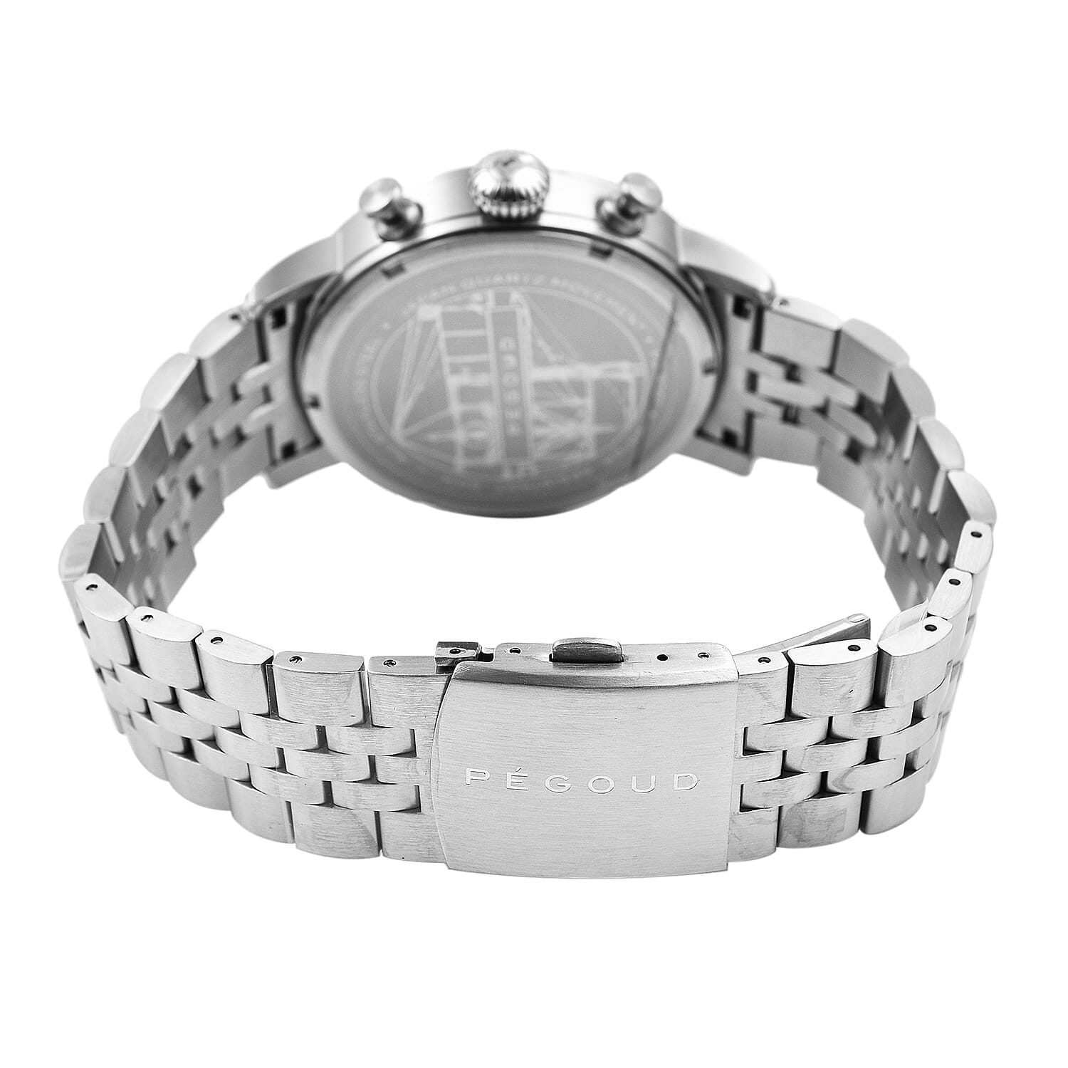 PEGOUD Premiere Mechanical Skeleton Movement 5 ATM Water Resistant Watch with Blue Genuine Leather Strap Complimentory Nusound Earbud