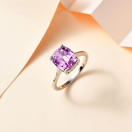 Signature Collection - 950 Platinum AAAA Patroke Kunzite Solitaire Ring 5.35 Ct