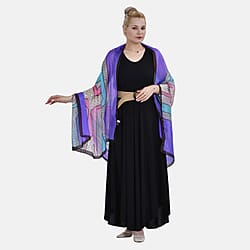 LA MAREY Printed 100% Mulberry Silk Scarf- Pink and Yellow