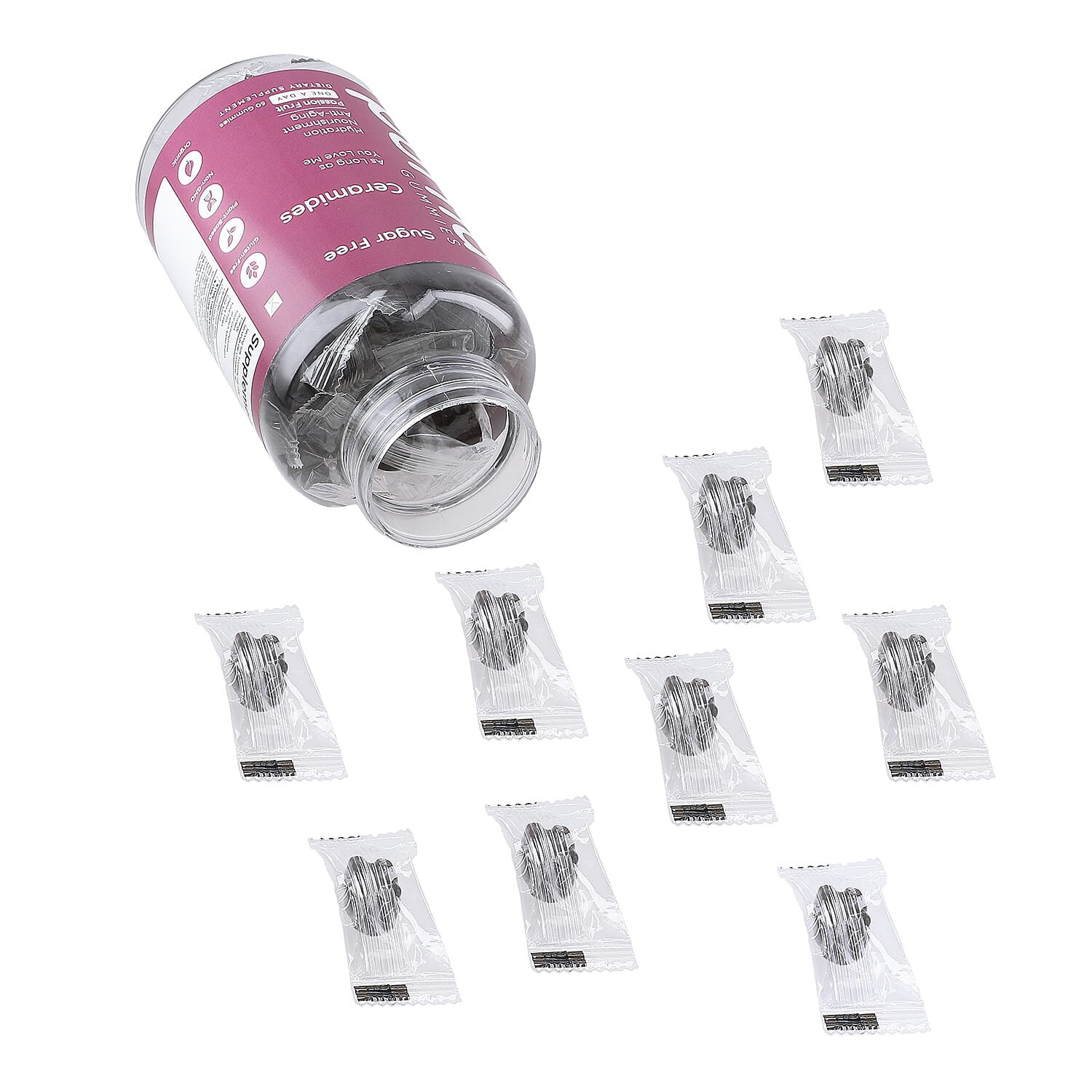 Purna - Passionfruit Flavoured Ceramides Gummies - Helps in  promoting youthful skin & Anti-aging (60 Gummies- 2 Months Supply).Best Before 30th Sep 2025