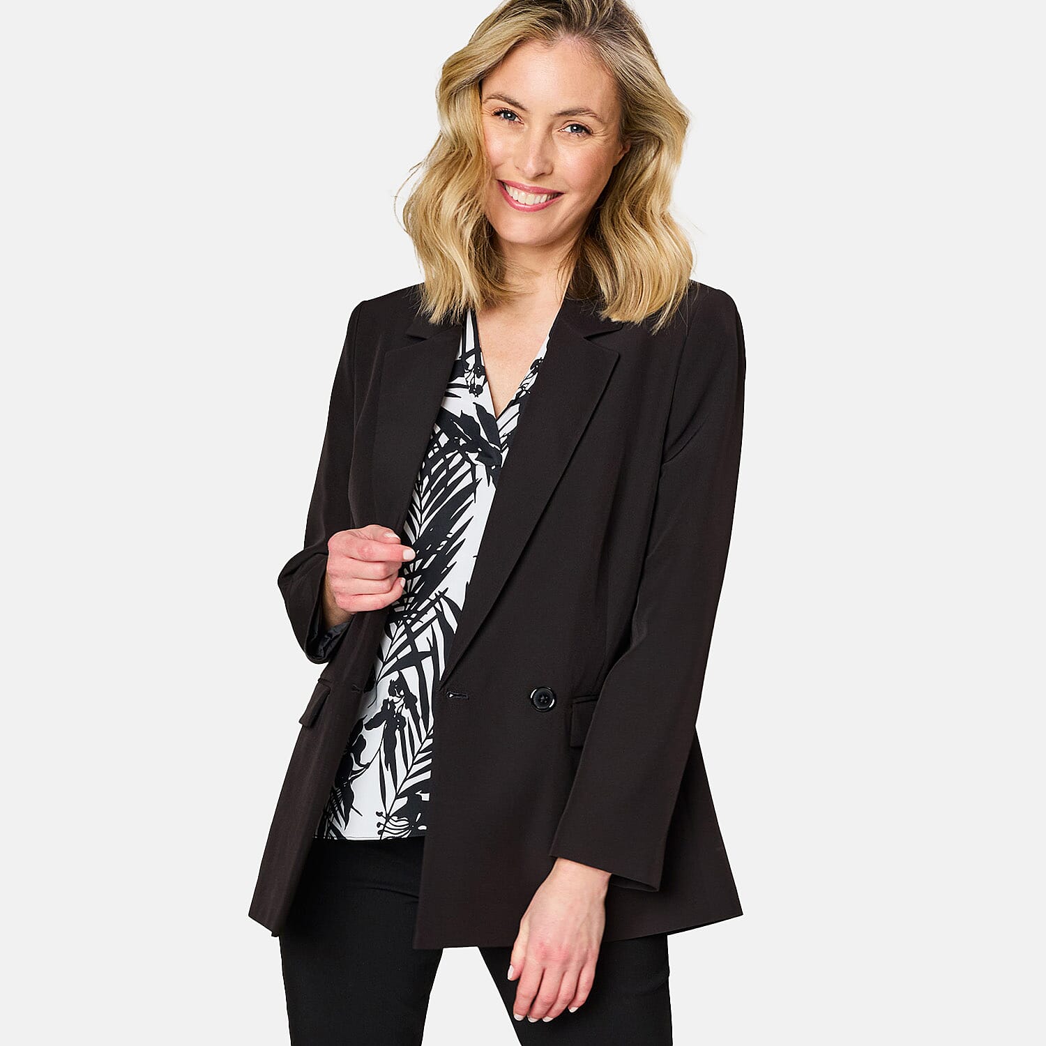 Emreco Relaxed Fit Blazer (Size 12) - Black