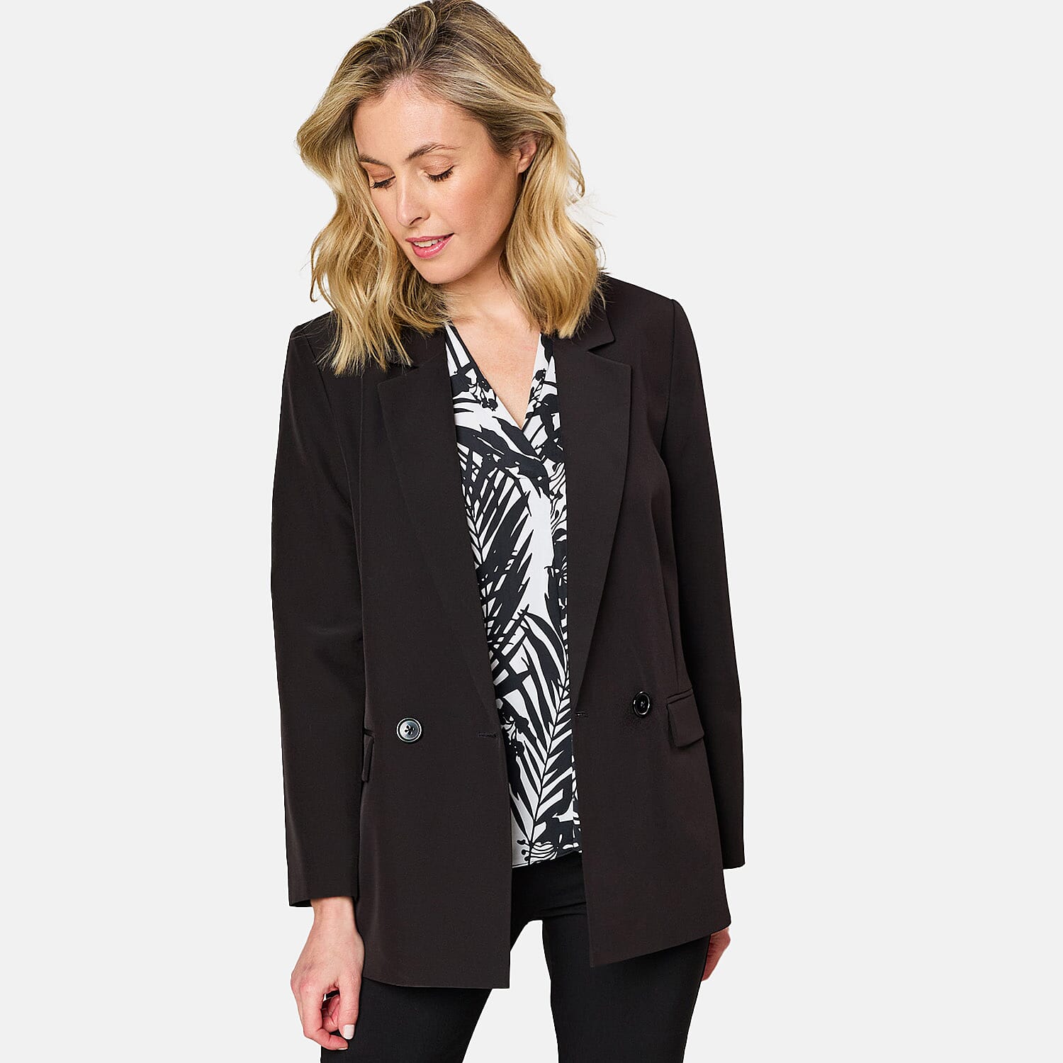 Emreco Relaxed Fit Blazer (Size 12) - Black